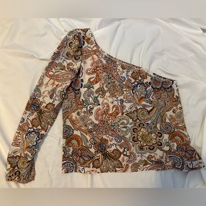 SHEIN one sleeve paisley top